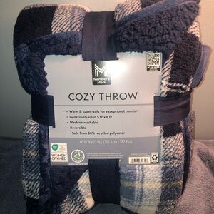 Members Mark Cozy Throw Blanket - Blue Plaid